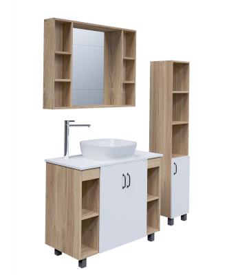 Тумба под раковину в ванной напольная Grossman ФЛАЙ-100 см, дуб сонома/белая